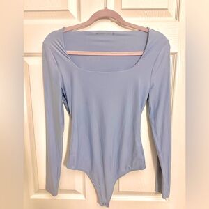 (Abercrombie & Fitch) Light Blue Matte Long Sleeve Bodysuit, size M